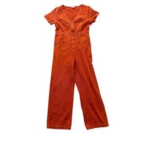 Emory Park Orange denim zip up jumpsuit size large